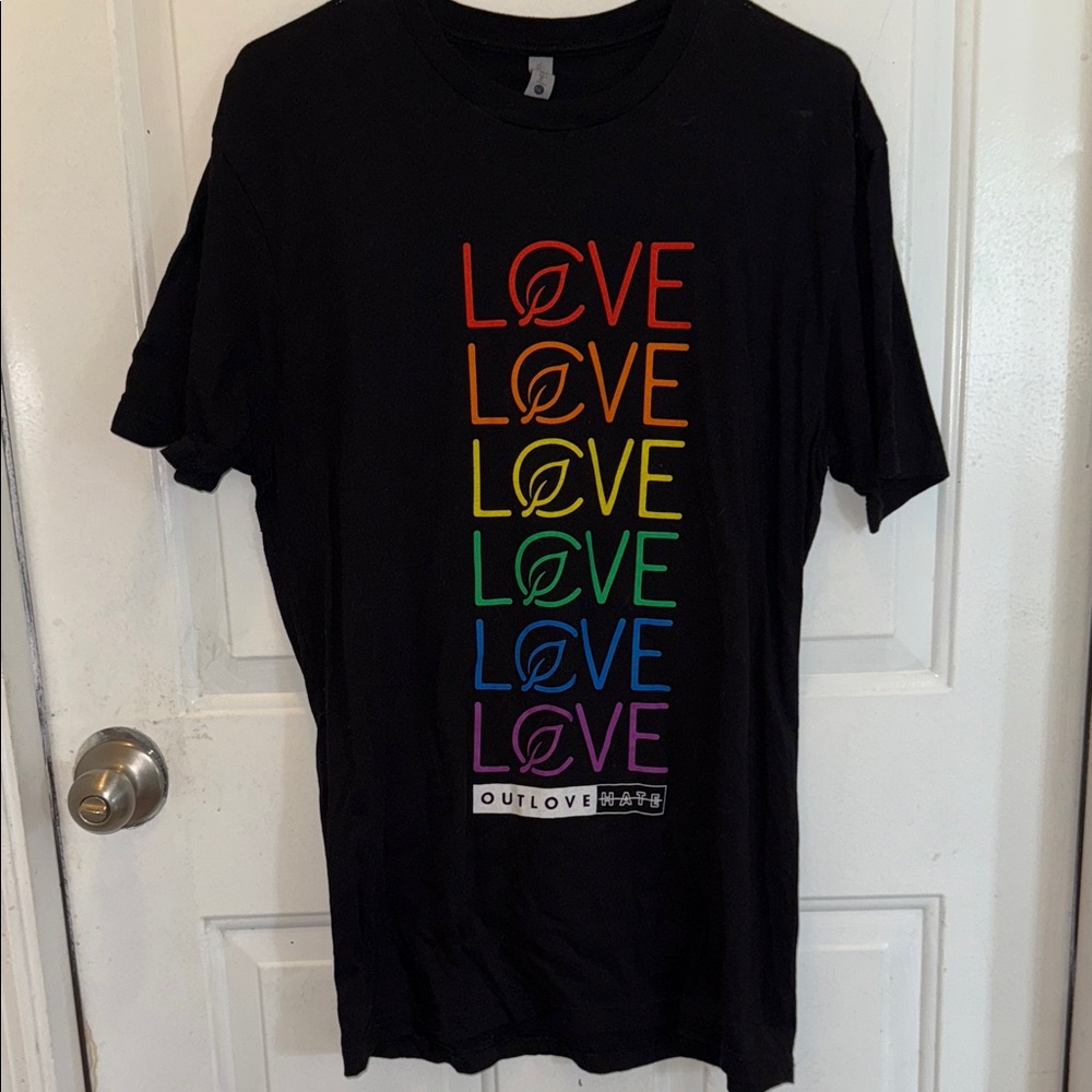 Outlove Black Rainbow LOVE Short Sleeve Tee